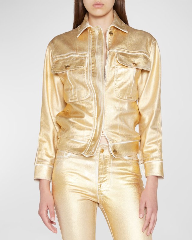 Metallic Coated Jean Jacket